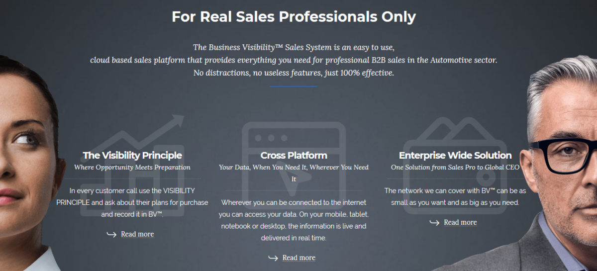 Business Visibility™ Sales System main features